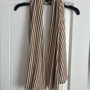 Brown and White Striped Scarf